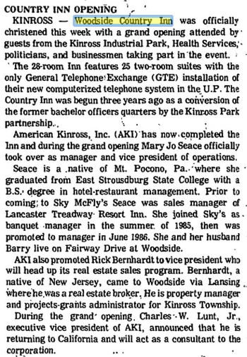 Woodside Country Inn  (Sky McFlys) - Oct 1986 Opening Of Woodside Country Inn (newer photo)